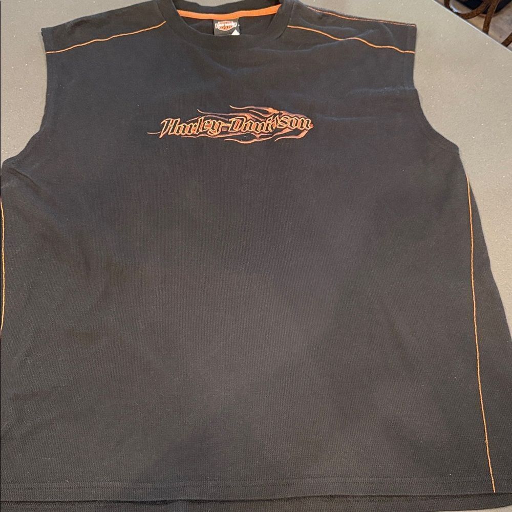 Harley-Davidson Black and Orange Men's Tee